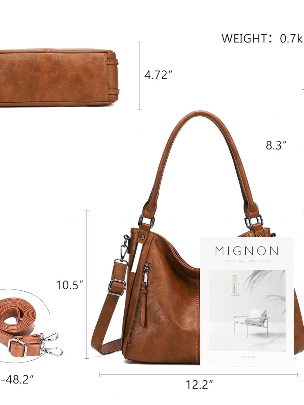 Women's Tan Hobo Shoulder Bag with Tassel Accents